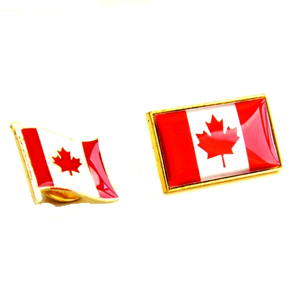 2pcs Canada National Flag Lapel Pin Badge Set Gift Box packing