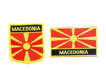 Macedonia Old National Flag Embroidered Patch Macedonian Sew Iron Badge Applique 