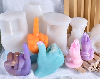 Molde de silicona para velas con gestos, molde de yeso para aromaterapia con dedo medio doblado y dedo pulgar, bricolaje