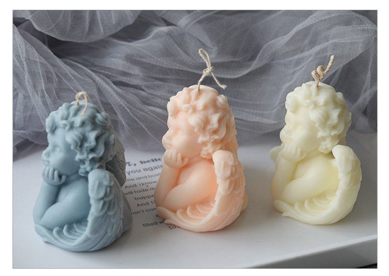 Cute Angel Candle Mold,Clouds Silicone Aromatherapy Mold,Sky Cake Making Cloud Mold,DIY Epoxy Resin Mold,Decor Chocolate Fondant Candy Tools image 3