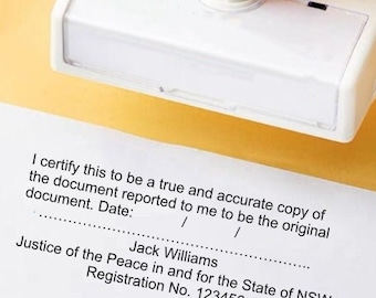 Customized Australia JP Certification Rubber Flash Stamp Justice of the Peace NSW VIC Act nt Tas Self-Inking Refillable 30X65MM