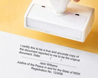 Customized Australia JP Certification Rubber Flash Stamp Justice of the Peace NSW VIC Act nt Tas Self-Inking Refillable 30X65MM