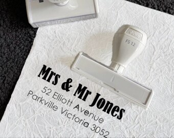 Custom Address Stamp self-inking personalized stamp with modern Family Wedding return stamp
