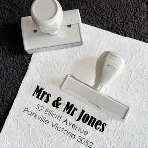 Custom Address Stamp self-inking personalized stamp with modern Family Wedding return stamp