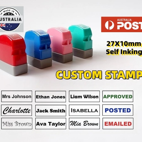 Custom Name Signature Rubber Flash Stamp Self-Inking Personalized teacher Nurse stamp  27X10mm DIY