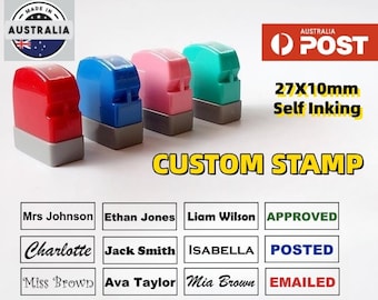 Custom Name Signature Rubber Flash Stamp Self-Inking Personalized teacher Nurse stamp  27X10mm DIY Student stamp kid child stamp
