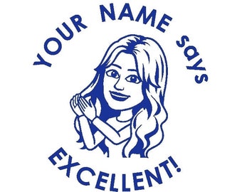 Custom Bitmoji Teacher Stamp - Personalized Teacher Stamp with Bitmoji Design pre-inked self-inking stamp Excellent