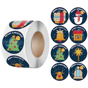 Weihnachtsaufkleber Frohe Weihnachten Small Business 38mm 50lc Personalisieren Geschenke Aufkleber Frohe Weihnachten Sticker Sheet, Weihnachtsgeschenk Aufkleber