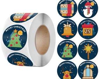 Christmas Stickers Merry Christmas Small Business 38mm 50pc Personalize Gifts Stickers Merry Christmas Sticker Sheet, Xmas Present Sticker