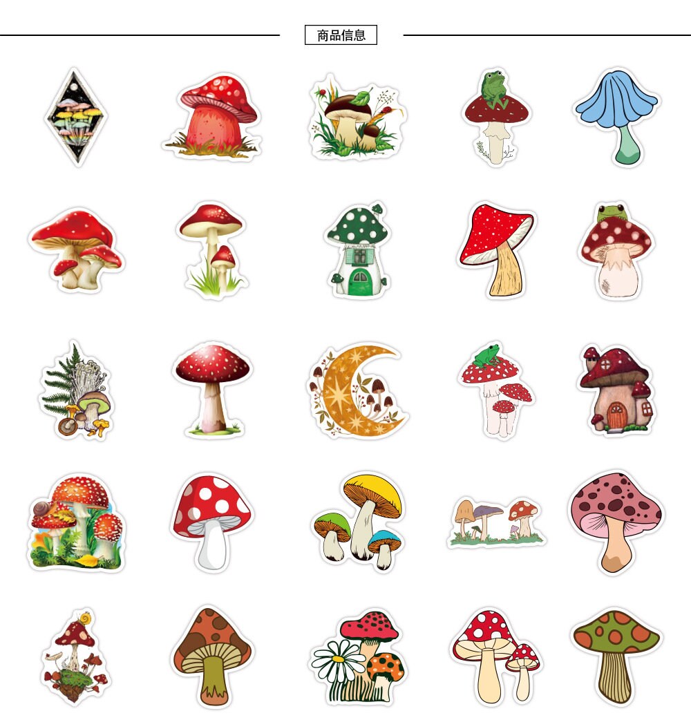 5OPCS Mushroom Sticker Pack Vinyl Decal Stickers Decals Etsy Australia