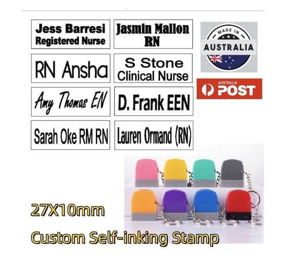 Custom name signature Flash Stamp self-inking Registered Nurse RN EN EEN Doctor  27X10mm