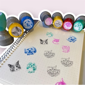 Sello de mascota personalizado - Sello de animal personalizado Gato Perro Cara de mascota Sello autoentintable preentintado Excelente regalo lindo para mascotas