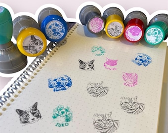 Custom Pet Stamp - Personalized Aniamal Stamp Cat Dog Pet Face pre-inked self-inking stamp Excellent Cute pet gift