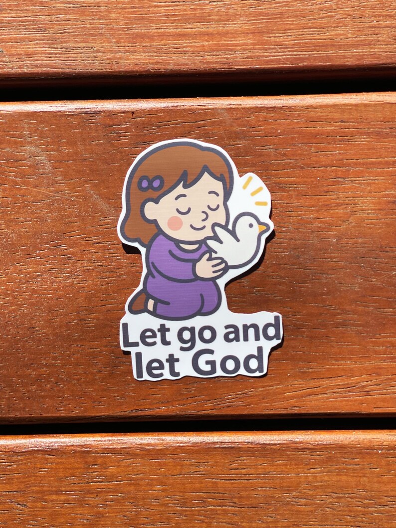 Let Go and Let God Sticker – Christian Faith Sticker, Girl Releasing ...