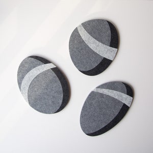 Juego de 3 tableros de fieltro gris, decoración de pared de guijarros, organizador de oficina, pantalla de alfileres de esmalte