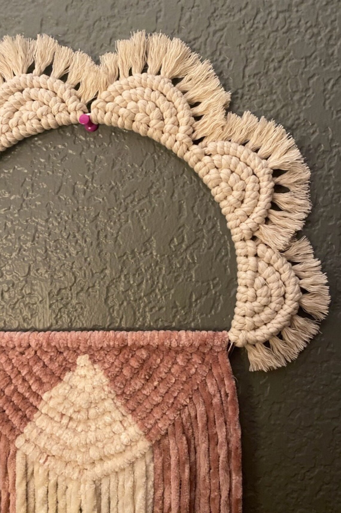 Twotoned Macrame Hoop Wall Hanging With Mandala Etsy