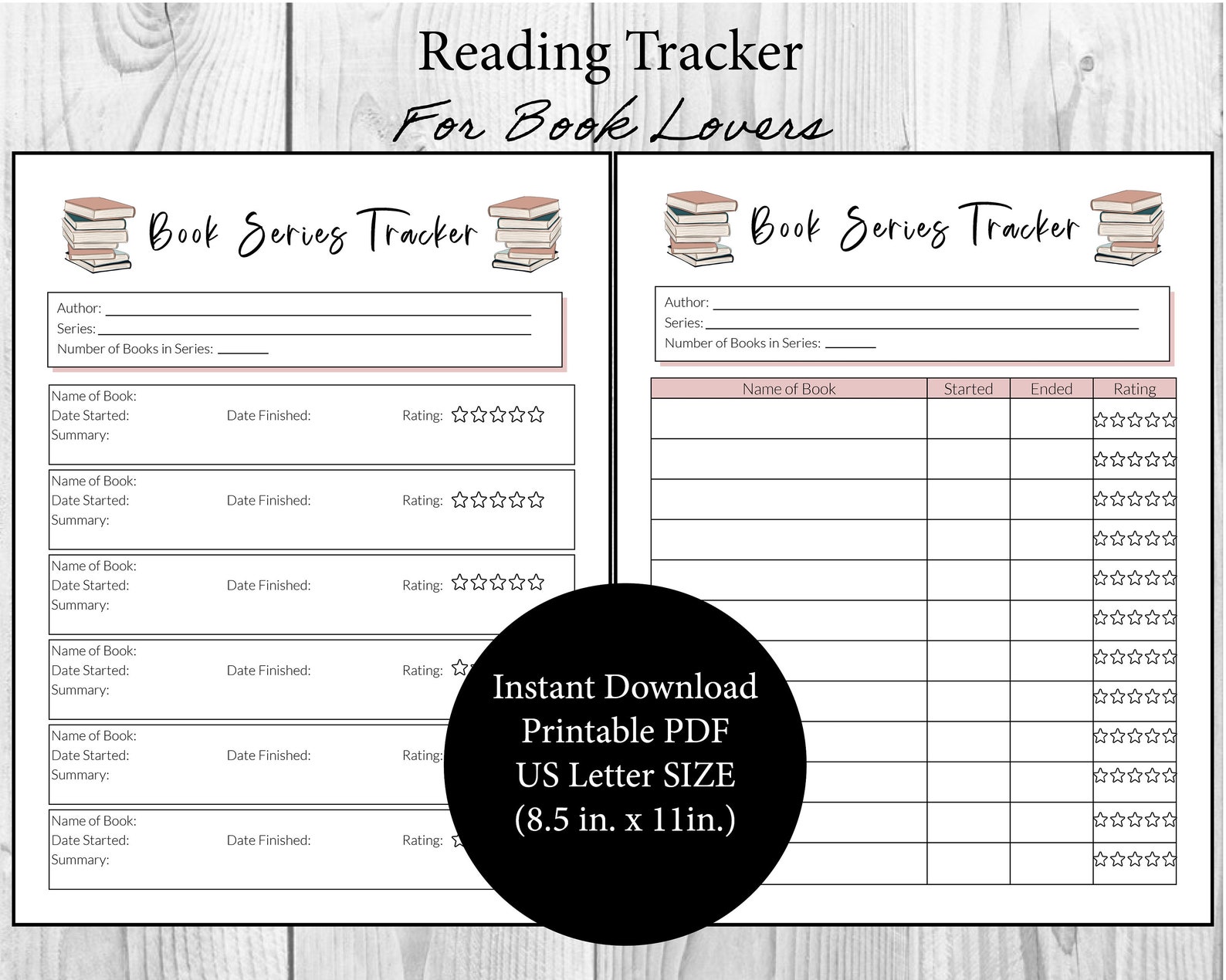Book Series Tracker Printable