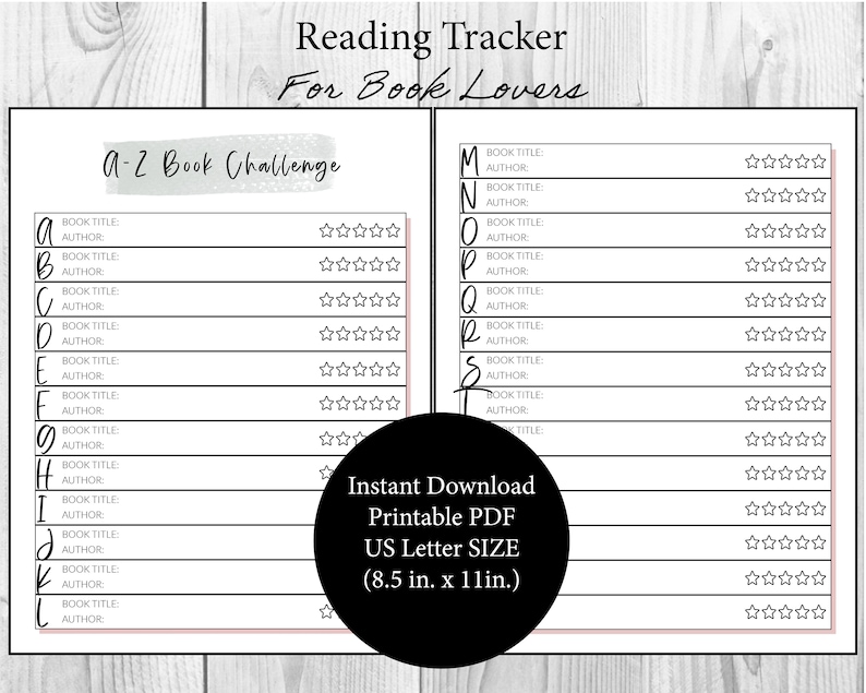 a z alphabet reading challenge tracker us letter size pdf