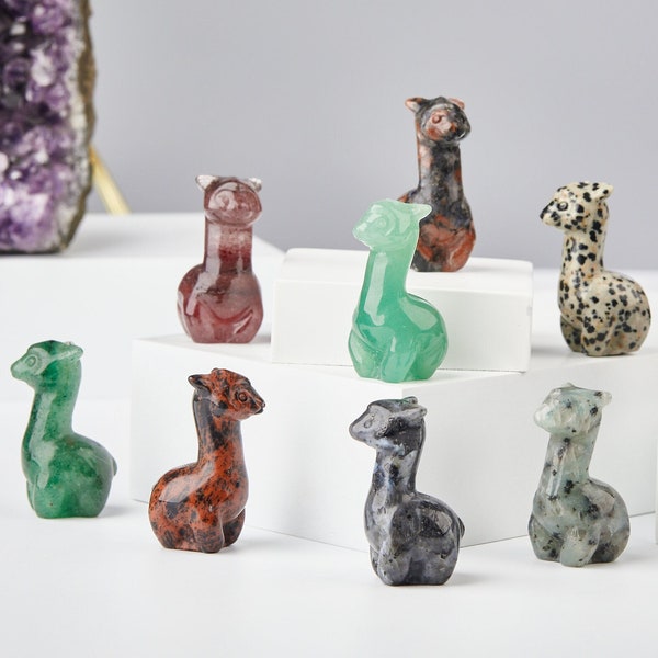 1.5“Gemstone Alpaca Figurine Decor,Carving Crystal Alpaca Decor,Animal Sculpture,Healing Crystal,Crysal Home Decor,Crystal Animal Gifts