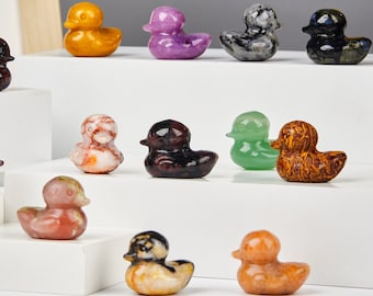 Ente / Kristall Ente / Mini Gelbe Ente / Hand geschnitzter Edelstein / Kleine gelbe Ente Dekor / Kristall Tiere Skulptur / Wohnkultur Geschenk
