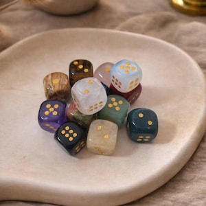15mm Handmade Natural Stone Dice Set – Hand Polished Gemstone Dice for RPG, Board Games, Home Decor & Collection image 1