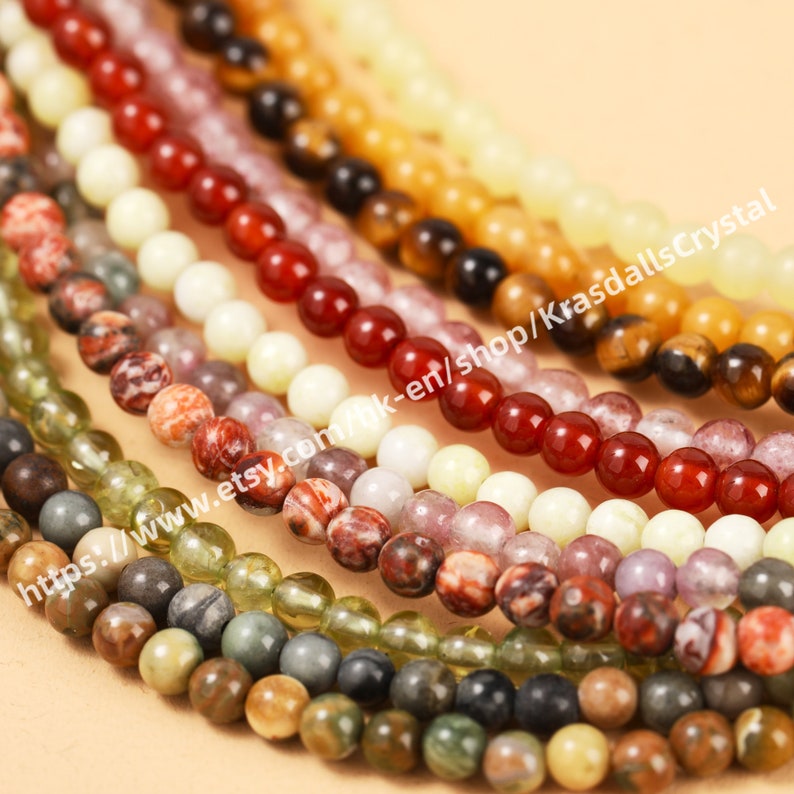 Natural Gemstone 2mm 3mm Smooth Round Beads Mini Necklace , Healing Crystal Quartz Stainless Steel Chain Choker Fashion Jewelry Women Gifts image 2