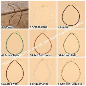 Natural Gemstone 2mm 3mm Smooth Round Beads Mini Necklace , Healing Crystal Quartz Stainless Steel Chain Choker Fashion Jewelry Women Gifts image 8