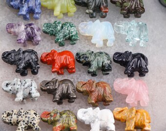 Rose Quartz 2'' Hand Carved Mixed Gemstone Crystal Elephant Figurine Animal Carving Rose Quartz 2'' Hand Carved Mixed Gemstone Crystal Elephant Figurine Animal Carving