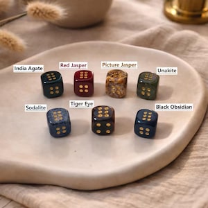 15mm Handmade Natural Stone Dice Set – Hand Polished Gemstone Dice for RPG, Board Games, Home Decor & Collection image 7