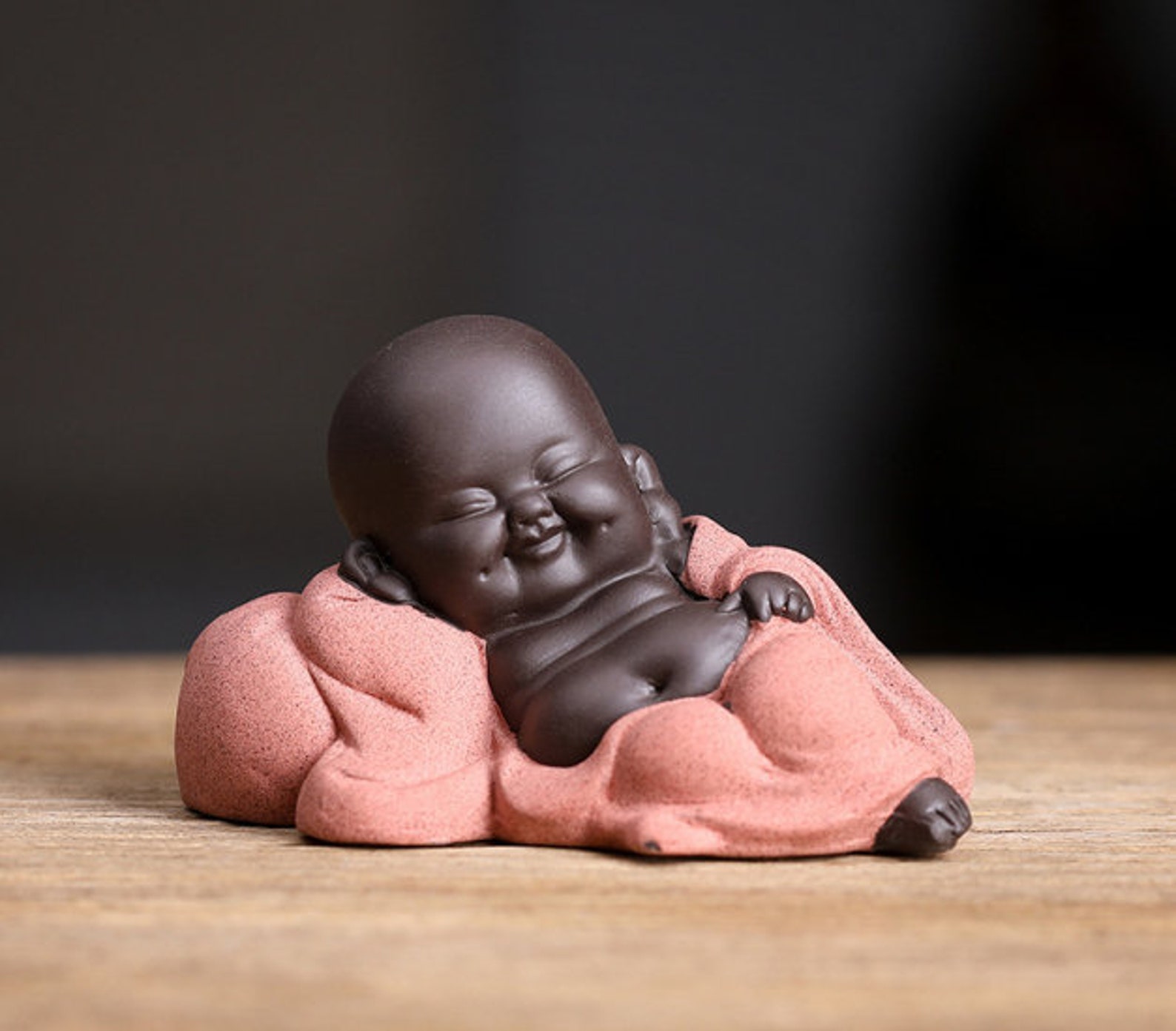 Buddha Statue Little Cute Laughing Baby Monk Sculpture Etsy