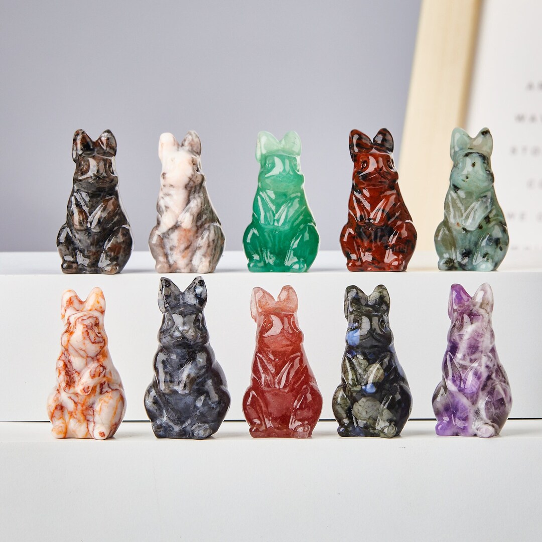 Crystal Carved Rabbit: Gemstone Easter Decor, Healing Crystals (1.5 ...