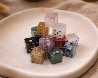 15mm Handmade Natural Stone Dice Set – Hand Polished Gemstone Dice for RPG, Board Games, Home Decor & Collection