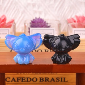 1.5&quot; Natural Crystal Stitch Carving/Gemstones Stitch Fugurine/ Cartoon Crystal Lilo&Stitch/Crystal Statue/Crystal Decor/Grystal Gift