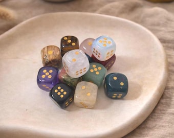 15mm Handmade Natural Stone Dice Set – Hand Polished Gemstone Dice for RPG, Board Games, Home Decor & Collection