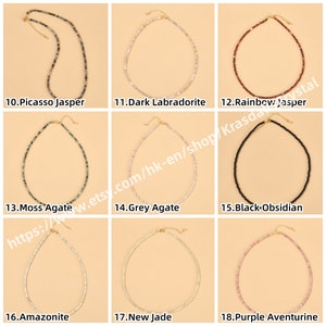 Natural Gemstone 2mm 3mm Smooth Round Beads Mini Necklace , Healing Crystal Quartz Stainless Steel Chain Choker Fashion Jewelry Women Gifts zdjęcie 4