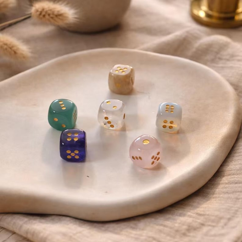 15mm Handmade Natural Stone Dice Set – Hand Polished Gemstone Dice for RPG, Board Games, Home Decor & Collection image 4