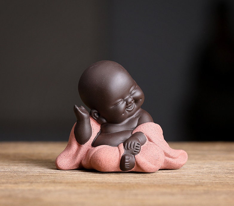 Buddha Statue Little Cute Laughing Baby Monk Sculpture Etsy Australia