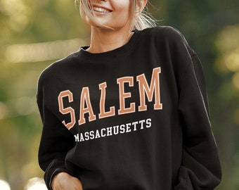 Salem Massachusetts Sweatshirt Cute MA Crewneck Trendy Fall Pullover Minimalist City Sweater Retro Witch Halloween Hoodie Witchy Woman Shirt