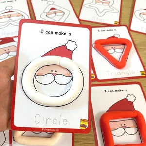 Tappetini di pasta modellabile con forme di Babbo Natale, pasta modellabile stampabile, momenti di tranquillità per i più piccoli, sacchetti di attività natalizie, scuola materna e prescolare, capacità motorie fini.
