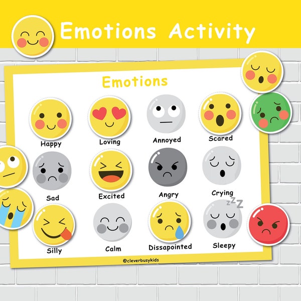 Emotions Matching Activity for Kids, Preschool Printable Activity, Toddler Feelings Matching Activity, Autism Activities.