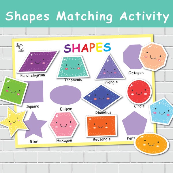 Shapes Matching Actvity. Toddlers Sort and Match Game. Preschool Learning Binder. Shapes Busy Book. Homeschool Resource. Kindergarten Pre-k.