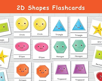 2D Geometric Shapes - Flash Cards | 18 Montessori Cards | Homeschooling ...