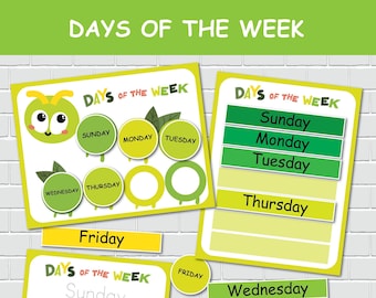 Days of the Week Printable Activity for Kids. Circle Time Learning Binder, Preschool and Kindergarten. Homeschool Resource.