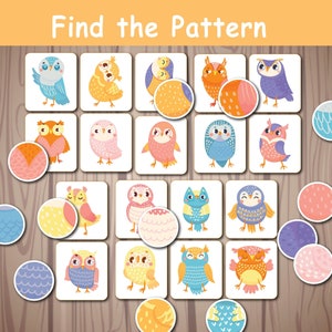 Activité de correspondance de motifs, cartes de correspondance pour tout-petits, imprimables préscolaires, matériel Montessori, apprentissage à la maison.