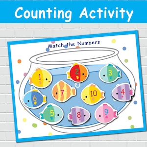 Toddler Counting Printable Activity, Preschool Worksheets, Math Busy Book Page, Learning Binder, Quiet Book, Homeschooling