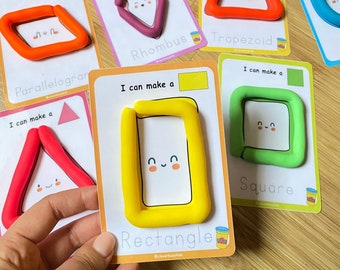 Shapes Play Dough Mats, Printable Montessori Play Doh Activity, Preschool Fine Motor Skills, Homeschool Resource, Pre-k Learning.
