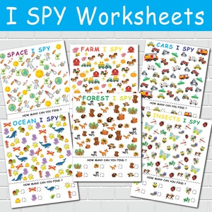 幼児向け I Spy 印刷可能アクティビティ 探して数えるゲーム 印刷可能 幼児向け ホームスクール 就学前 ビジーブック 学習バインダー