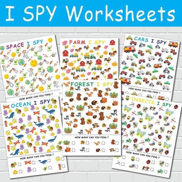 I Spy Printable Activity for Toddlers Look and Find Counting Game Printables Toddler Homeschool Pre-K Busy Book Learning Binder