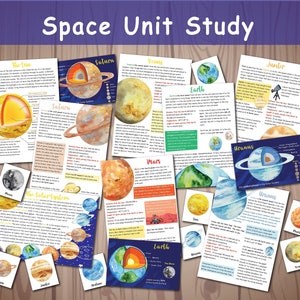 Étude unitaire du système solaire, Enseignement à domicile sur l'espace, Étude de l'univers, Cartes-éclair sur les planètes, Structure des planètes, Programme préscolaire