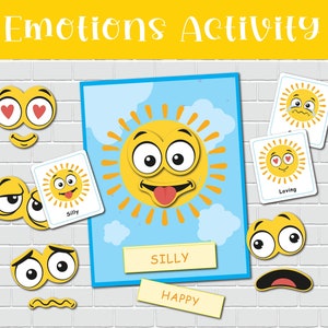 Emotions Activity for Kids, Toddler Feelings, Emotions Matching Activity, Feelings Flashcards, Preschool Worksheets, Autism Activities
